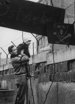 thirdestate:  West German showing his son the other side of the wall, January 1961 