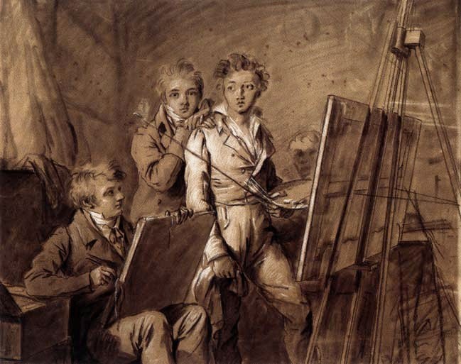 loquaciousconnoisseur:  Louis-Léopold Boilly - Three Young Artists in a Studio -