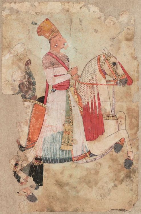 Prince on a horse - Rajput Painting c1725