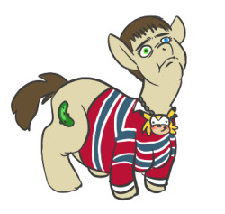 carcinocatnip:  coconutmilkyway:  owljams:  Picklejuice the Pony is often found wandering around the ponyville mall, carrying signs asking for friendship as he is a shy but true and honest Buck, waiting for his filly sweetheart to build from the ground