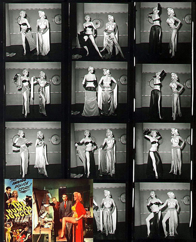 A contact sheet of photos showing Libby Jones tutoring actress Jan Sterling on how