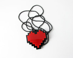 it8bit:  8Bit Pixel Heart Necklace - by