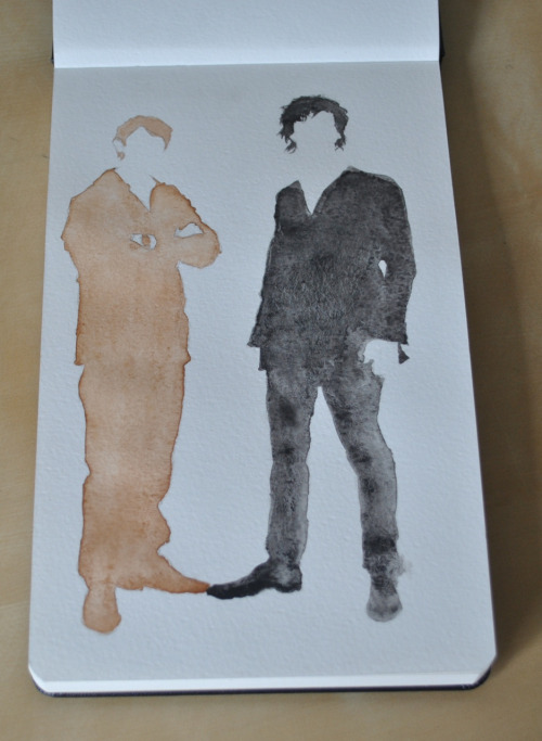 rissalala:  fuckyeahmoleskines:  It’s meant to be Sherlock and Watson, but I don’t think it’s that obvious. Click through for my Tumblr if you want :)  the hair and the shoes. i got it immidiately. 