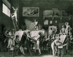 loquaciousconnoisseur:  Jean-Henri Cless The Studio of Jacques-Louis David  Musée de la Ville de Paris, Musée Carnavalet, Paris 