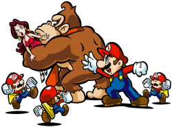 gameandgraphics:  Art from Mario VS. Donkey Kong series.  I like the strategically placed Mario as it calls more attention to DK&rsquo;s crack.