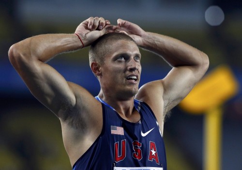 raunchstersports:  Trey Hardee of the US showing Decathlon World Champion’s pits in Daegu yesterday. 