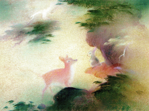 thedisnerd:+ Bambi (1942) concept art by Tyrus Wong