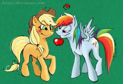 cutiemarkcrusaders:Applejack and Rainbow Dash by *Fukari   c: