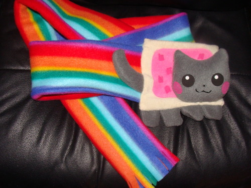 Nyan Cat scarf with and without flash. Cute right? Nathen had bought this Nyan Cat scarf at Animethon. Just recently he gave it to me saying that he was gonna give it to me around the winter time so I could wear it, but decided to give it to me earlier.