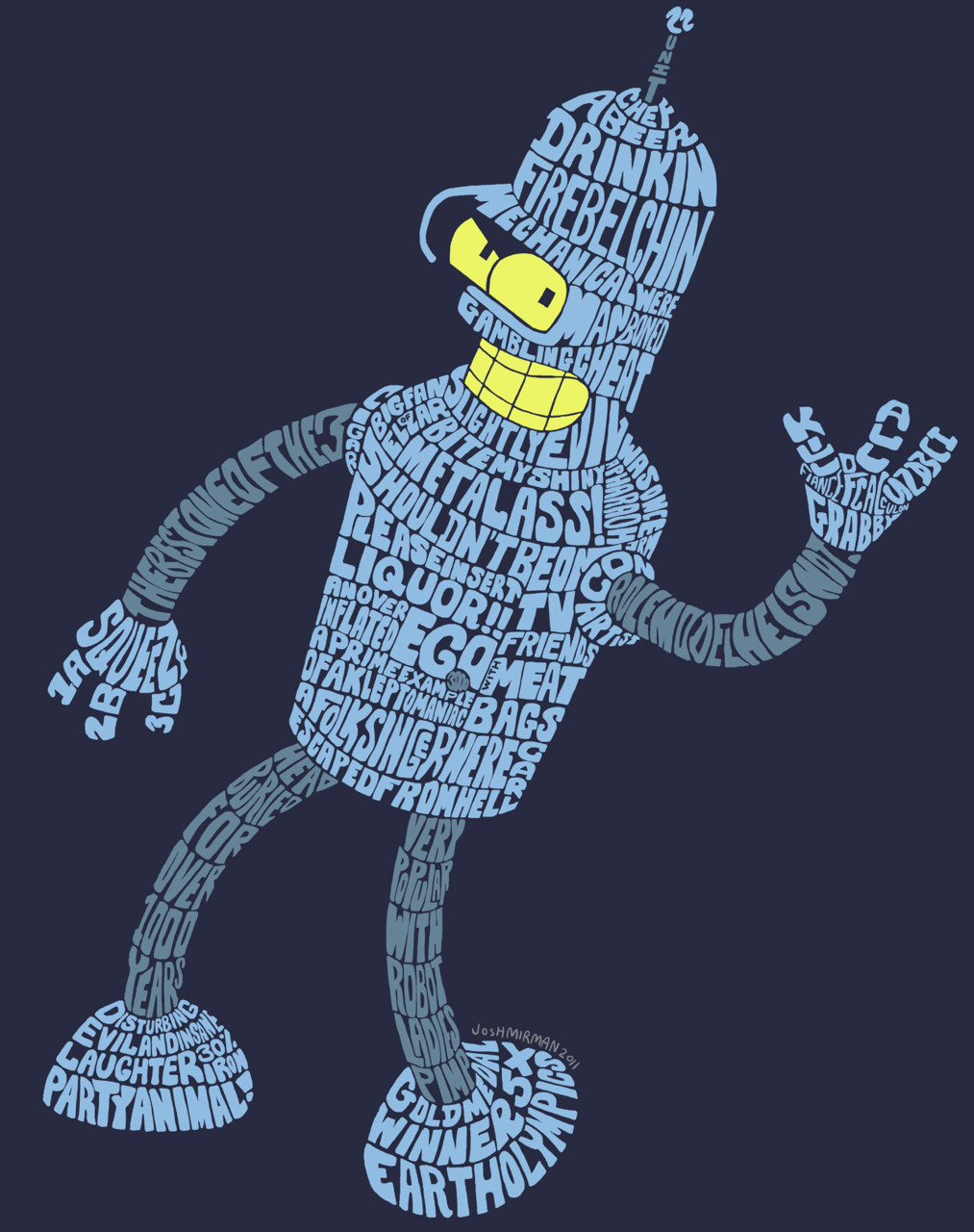 justinrampage:  Bender, the top notch Futurama role model, got a typographic redesign