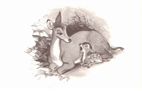 Bambi &amp; Mommy Concept Sketch From “Walt Disney’s Bambi: The Sketchbooks Series”
