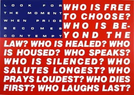 The art: Barbara Kruger, Untitled (Questions), 1991. (The work is photographic silkscreen on vinyl, 66 3/16 by 92 5/8 by 2 ½ inches.)
The news: “Getting Away With Torture: Dick Cheney’s memoir shows the importance of the law, not torture,” by Dalia...