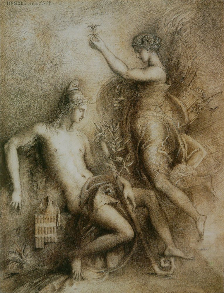 missfolly:  Hesiod and the Muse by Gustave Moreau, 1891 
