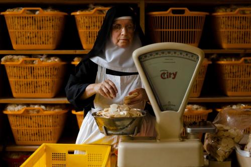 agentsama:These nuns at the Benedictine Abbey of St. Gertrud are making the communion wafers for Pop