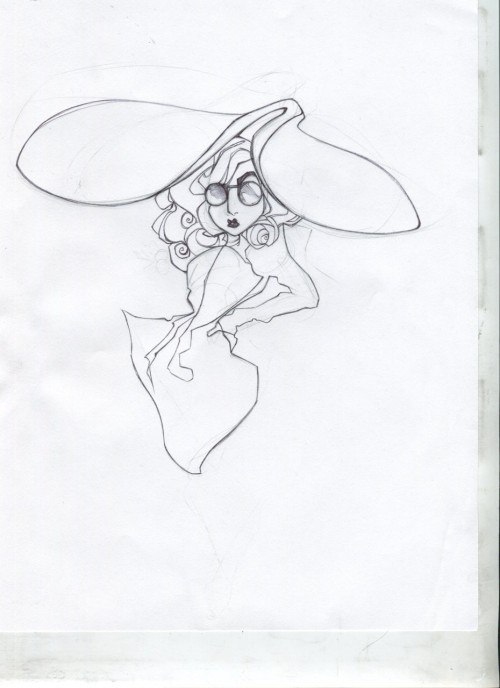 Stylized Cartoon Versions Of Some Of Gaga's Looks In The "Telephone" Music Video. Sketches Done By Christian