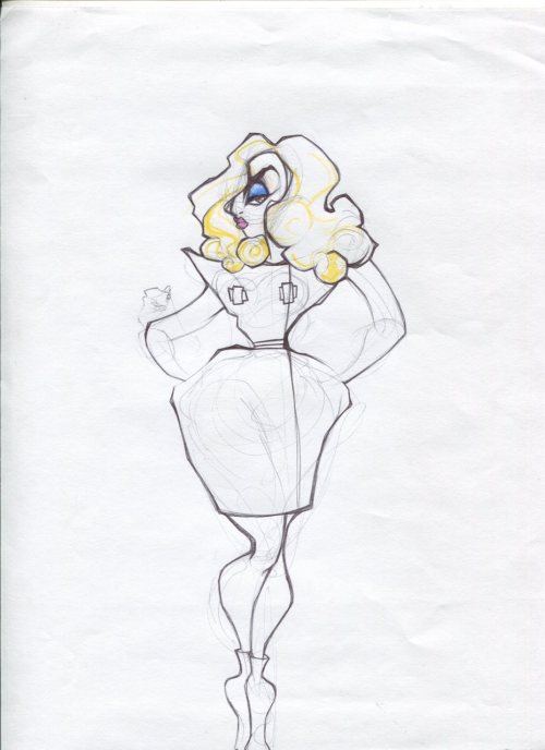 Stylized Cartoon Versions Of Some Of Gaga's Looks In The "Telephone" Music Video. Sketches Done By Christian
