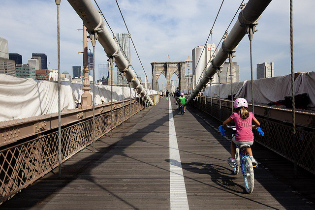 Bicycling across Brooklyn Bridge on Flickr.