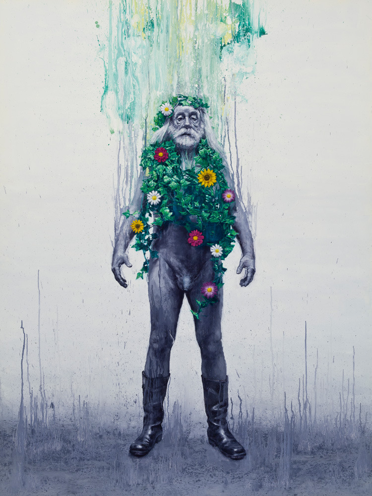 99elephants:  Rafael Sottolichio: Lear Fantastically Dressed in Wild Flowers, Oil