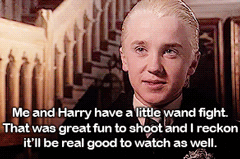 the-absolute-funniest-posts:  evrel: Wand fights through the years according to Tom Felton. Follow this blog, you will love it on your dashboard 