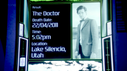 indubitably-indeed:  thehellofitall:   So according to the time on the invitations The Doctor sent out in The Impossible Astronaut, they were all to meet at Lake Silencio at 4:30pm. According to the Tesselector, The Doctor dies at 5:02pm, which is exactly