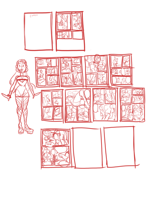 Hey here&rsquo;s the first set of thumbnails for chapter 4 of Spacy Lucy! I changed the story in the
