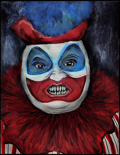 mightycocainebears:  Original painting by John Wayne Gacy. Many people died after