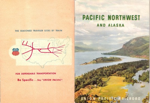 Union Pacific Railroad vacation brochure for the Pacific Northwest and Alaska.  Front cove