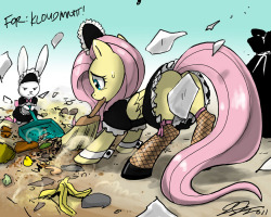 So This Is My Half Of The Trade For Kloudmutthe Requested Fluttershy Maid Cleaning