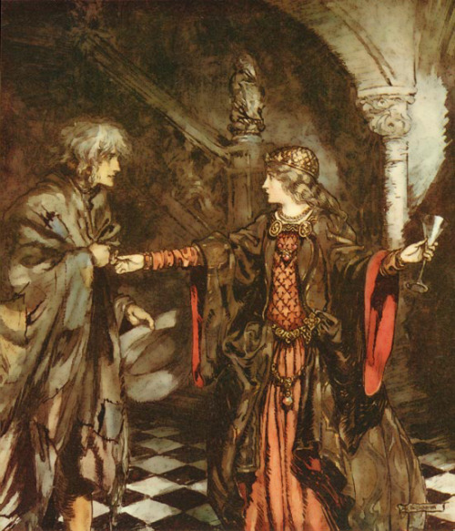 obsessedwithfairytales: Some British Ballads, Hynd Horn, Arthur Rackham. The bride came tripping dow