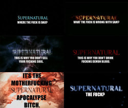 bouncystrawberries:  ridingcropinthemortuary:  SUPERNATURAL SEASONS 1-6 : A SUMMARY.  OH SO TRUE!!!! 