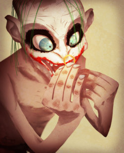 fumettidccomics:  nerdtacular:  Why so Precious? : Andry Shango.  Gollum + The Joker 