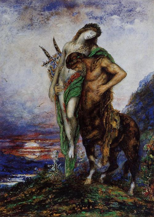peira: Gustave Moreau:  Dead Poet Borne by Centaur (c.1890)