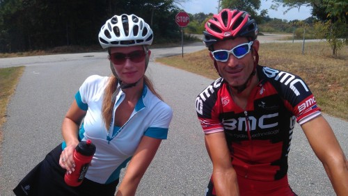 johnnybrison: George Hincapie … and his wife.