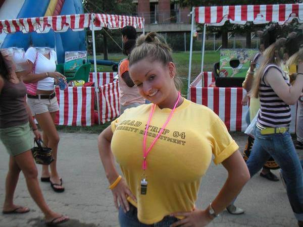 she looks like she got somthing to hide her huge tits are lush wish her tee shirt