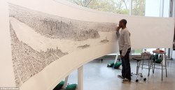 bohemianspirit:  Autistic artist Stephen Wiltshire draws spellbinding 18ft picture of New York from memory… after a 20-minute helicopter ride over city. 