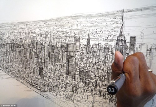 tightropewalkers:   Autistic artist Stephen Wiltshire draws spellbinding 18ft picture of New York from memory… after a 20-minute helicopter ride over cityRead more   Once a month I volunteer with autistic children. After doing this for almost a year