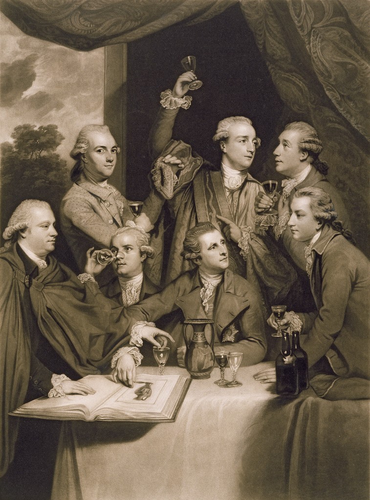 loquaciousconnoisseur:  Joshua Reynolds The Dilettanti Society (c. 1777) Engraved