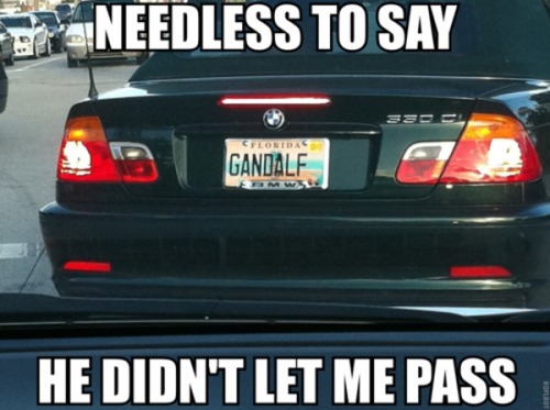 ianbrooks:Wizards are always aggressive drivers.(via: nurdsite)oh my god best vanity license plate E