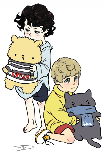 i drew sherlock alone at first but it made me SAD (also mr holmes is a cat 100% because