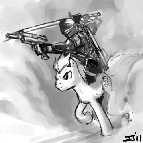 “Snake Eyes from GI Joe riding Doctor Whooves into battle?”Took less than 20 minutes to sketch out.