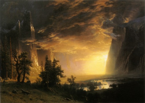 cavetocanvas:Sunset in the Yosemite Valley - Albert Bierstadt, 1868