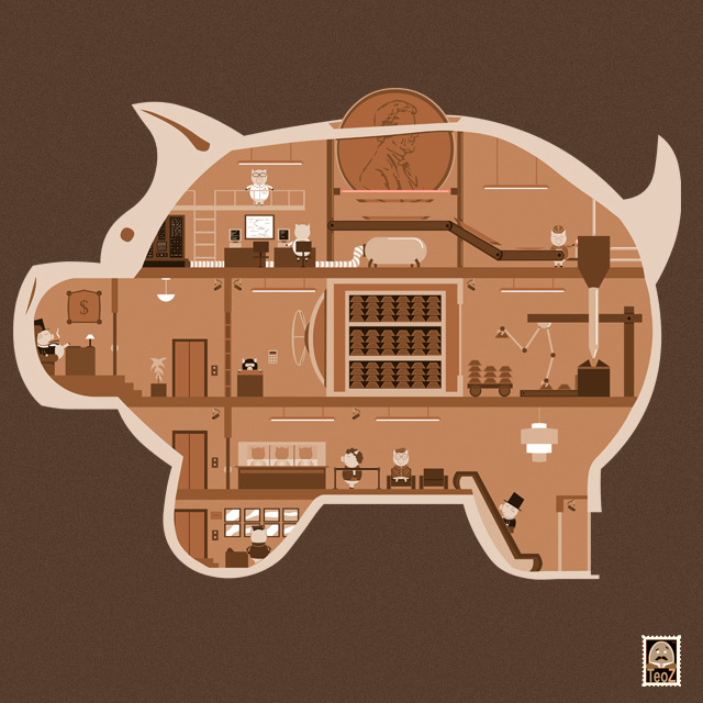 handsoffmydinosaur:  Piggy Bank Available as a print over @ Society6 !  Clicky here