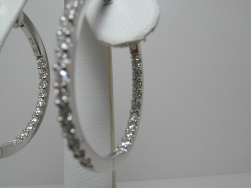 14kt White Gold Diamond Hoop Earrings