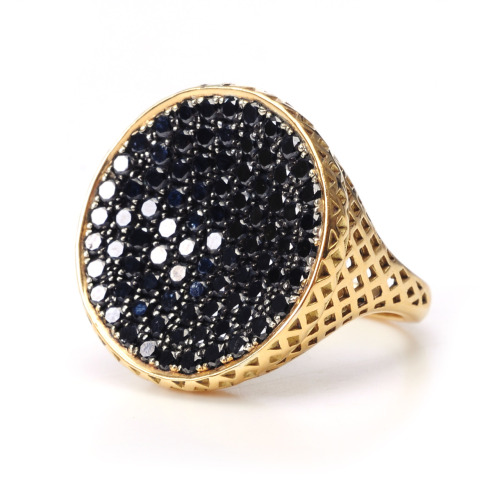 Black Diamond Pave Cocktail Ring by Ray Griffiths