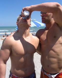 beefybrothers:  Dude, we gotta get that gut growing for the beer belly contest! 