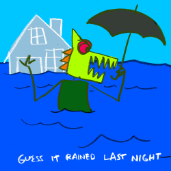 explodingdog:  Crazy Monster gets wets. 