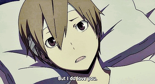 shisuo:  Masaomi: “I think I can finally say it. I couldn’t save you. I’m sorry. But I do love you. So please.. Don’t leave me! Saki: *le hugs* “You’re such an idiot.” 
