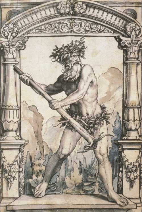 vandrare:  Hans Holbein the Younger: Classicized Wild Man design for a stained-glass window, studio, c. 1525-1528 