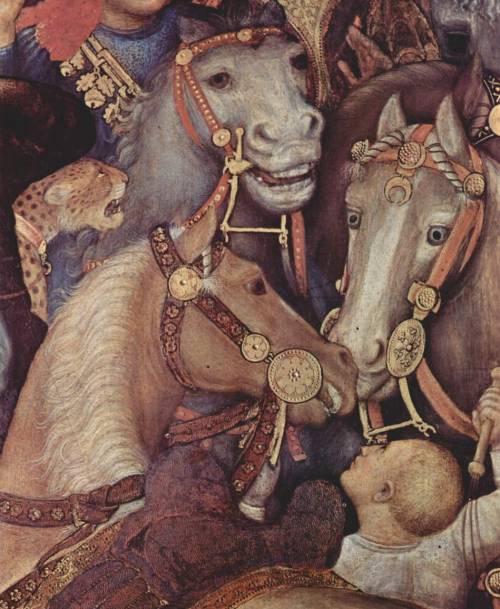 Detail from 15th C (1423) painting by Gentile da Fabriano, showing curb bits, with ornamental bosses