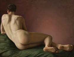 alabaster1:  (via Art Blog: Aleksander Lesser : Male Nude Lying 1837) 